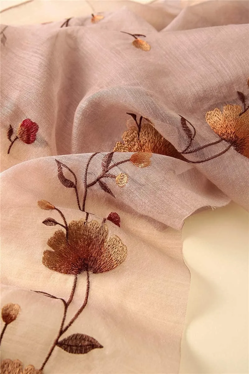 Women Exquisite Silk&Wool Mixed Embroidered Scarf Headwrap Shawl