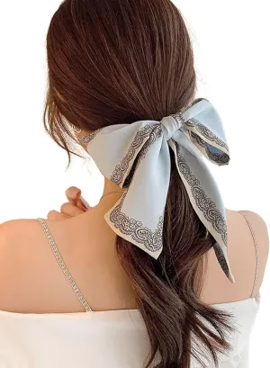 Womens Floral Silk Scarf Smile Print Lightweight Headscarf for Hair Neck Handbag Accessories