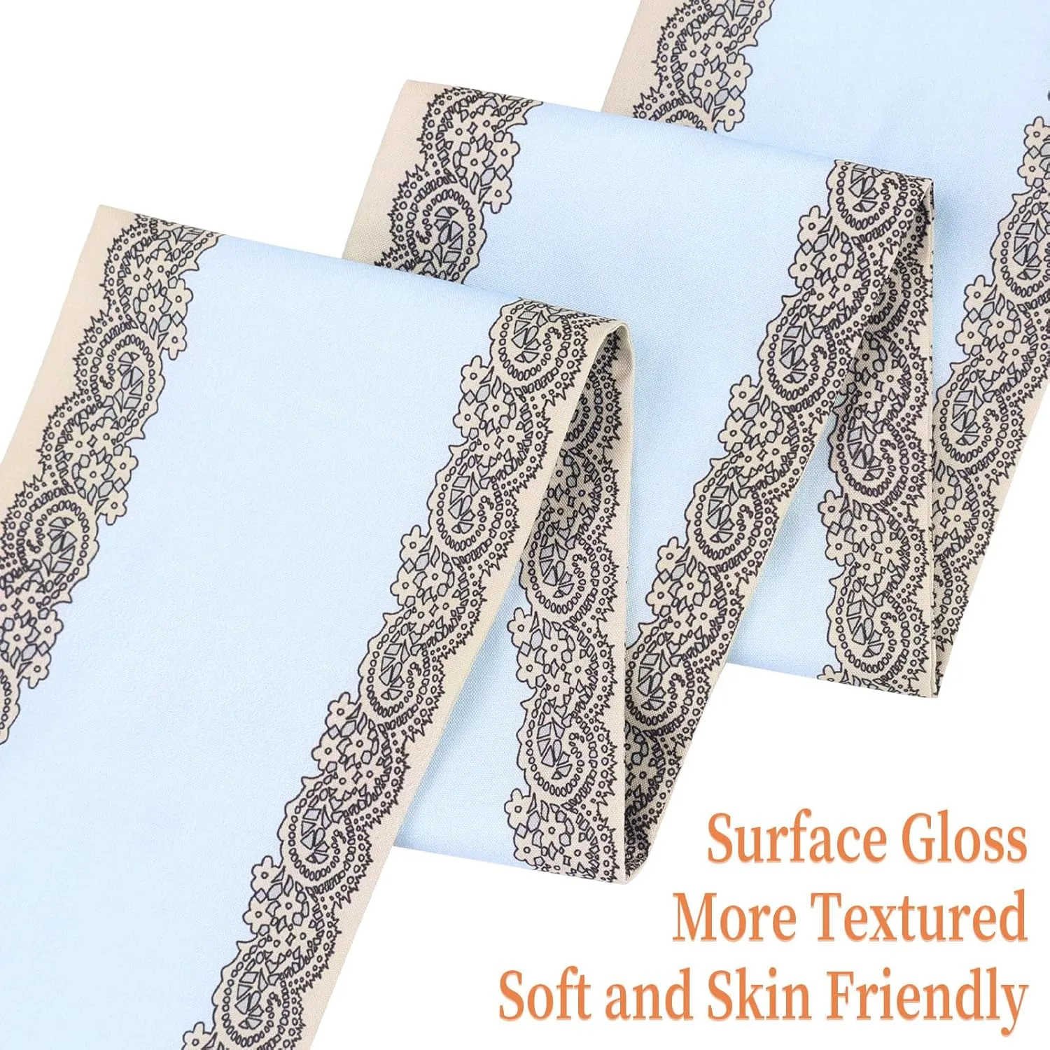 Womens Floral Silk Scarf Smile Print Lightweight Headscarf for Hair Neck Handbag Accessories