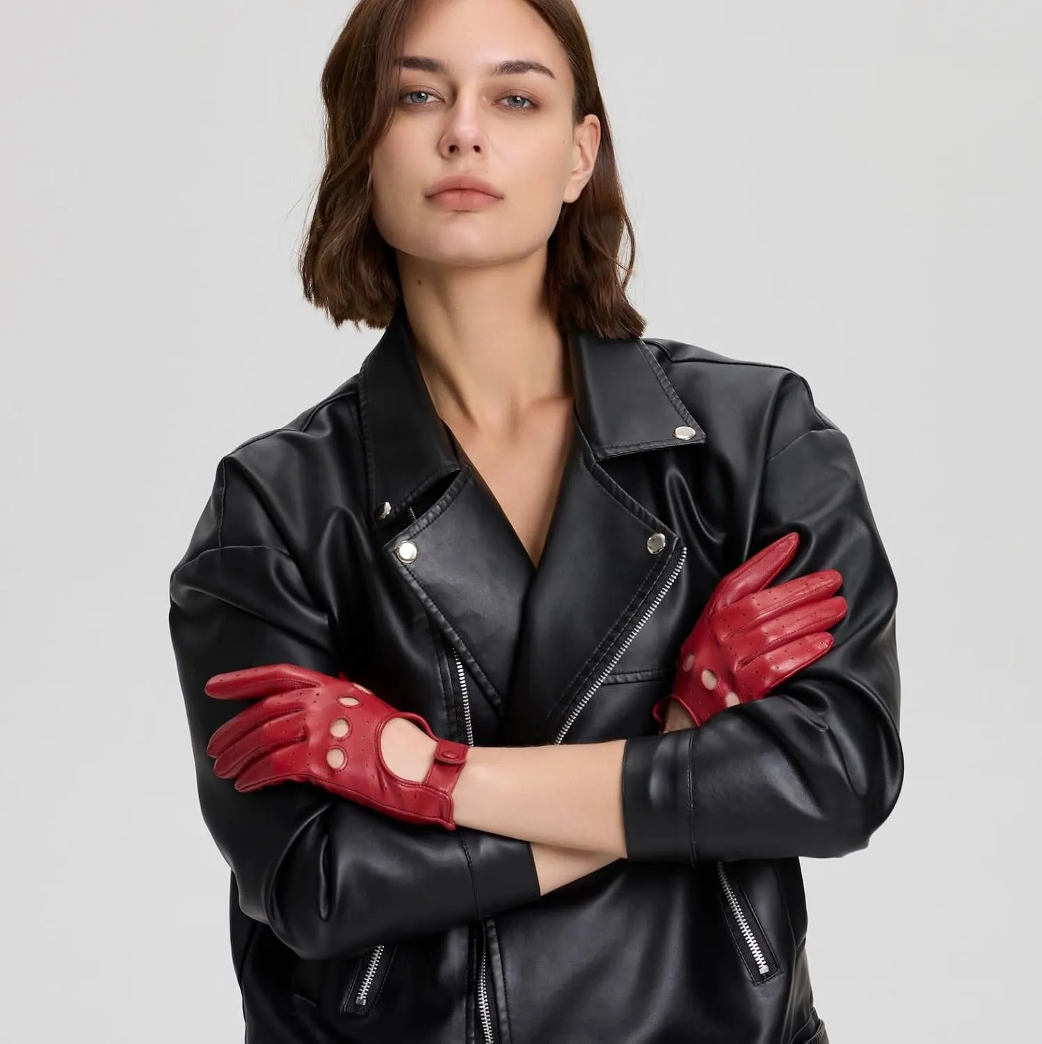 Women's Touchscreen Leather Gloves - Unlined Lambskin Leather Driving Gloves