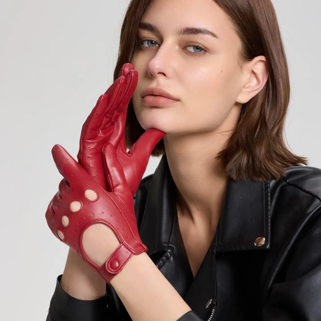 Women's Touchscreen Leather Gloves - Unlined Lambskin Leather Driving Gloves