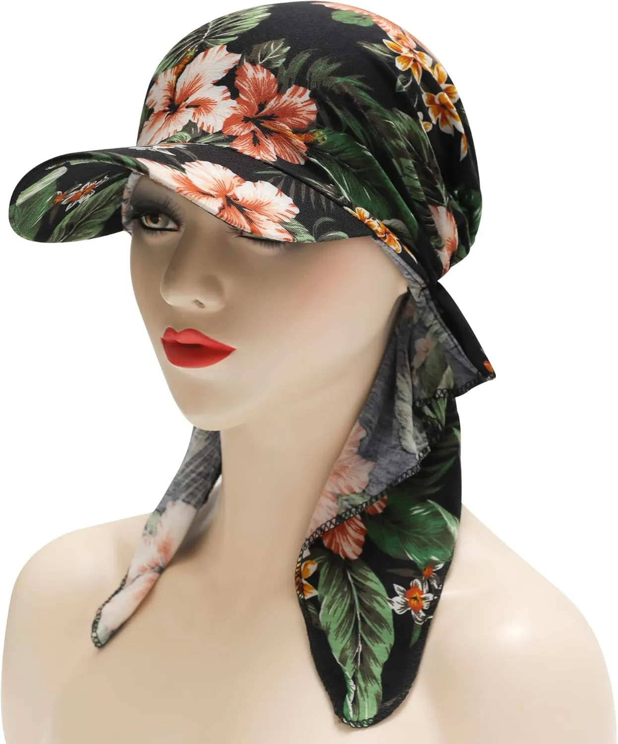 ZLYC Chemo Headwear for Women Brim Visor Head Scarf Pre Tied Headwraps Lightweight Skull Cap