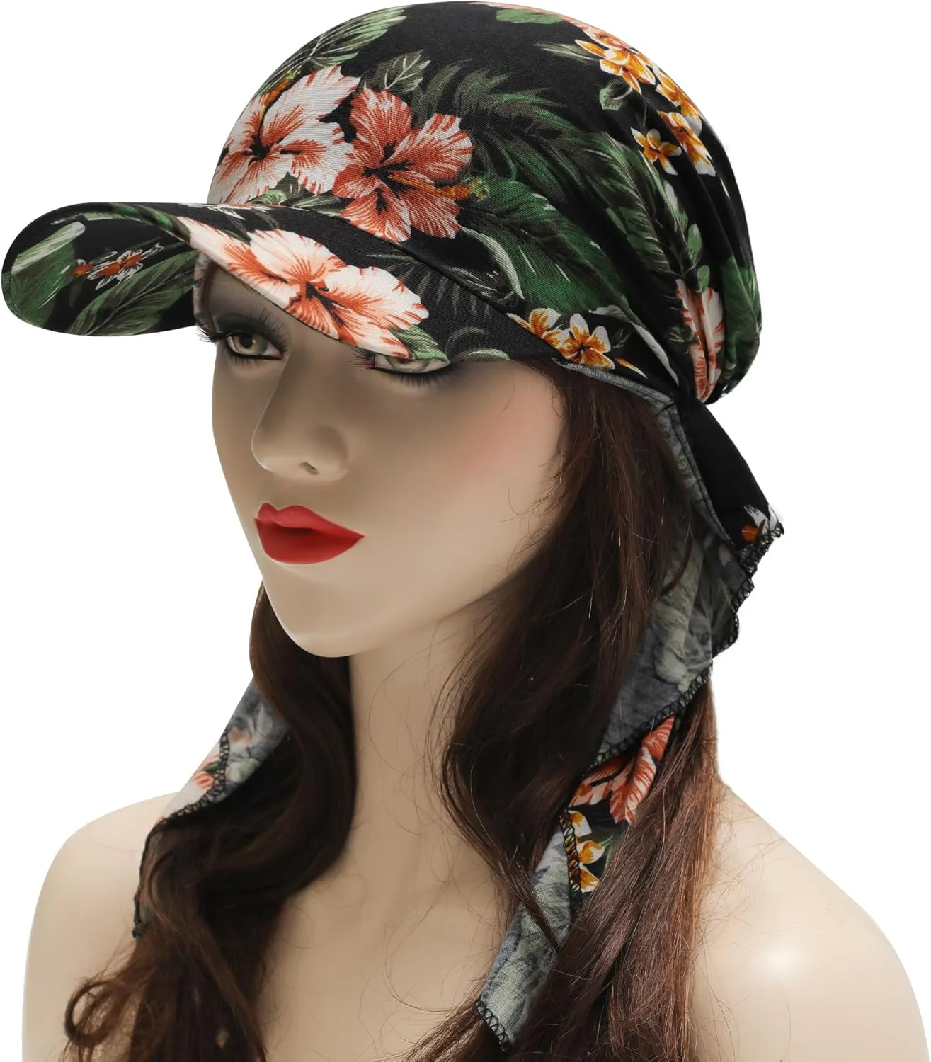 ZLYC Chemo Headwear for Women Brim Visor Head Scarf Pre Tied Headwraps Lightweight Skull Cap