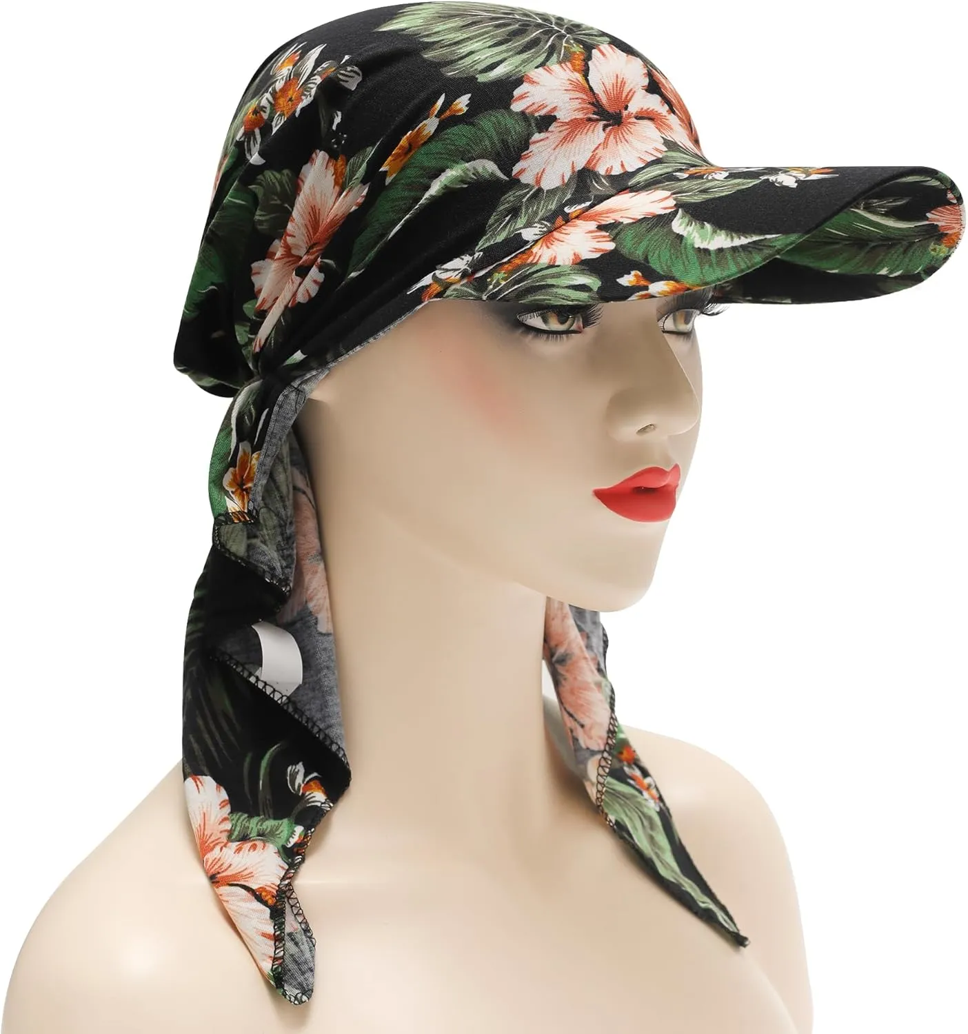 ZLYC Chemo Headwear for Women Brim Visor Head Scarf Pre Tied Headwraps Lightweight Skull Cap