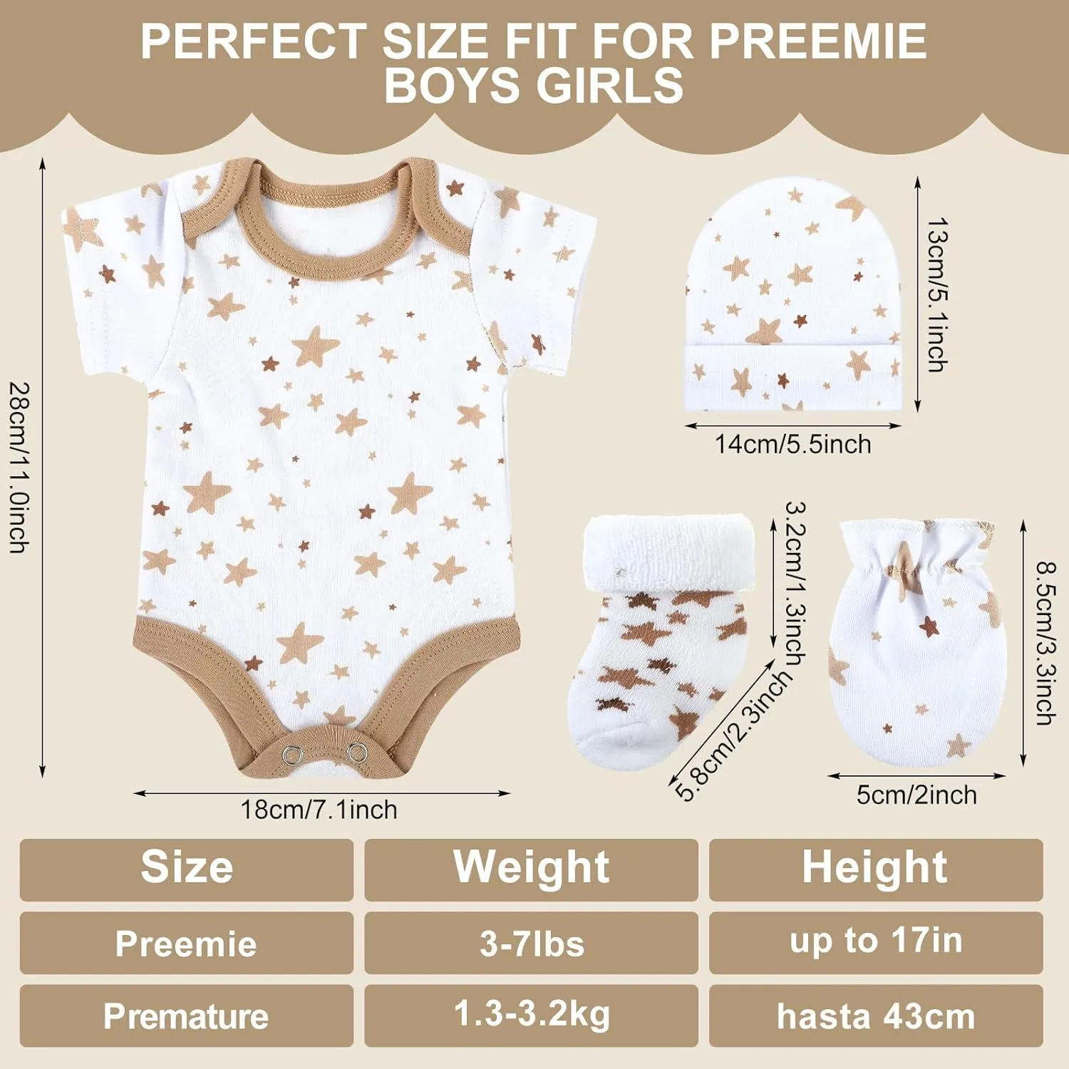 Zoooyawn 6 Set Preemie Layette Set Preemie Clothes Premature Baby Bodysuit Outfit for Nicu Baby Gift
