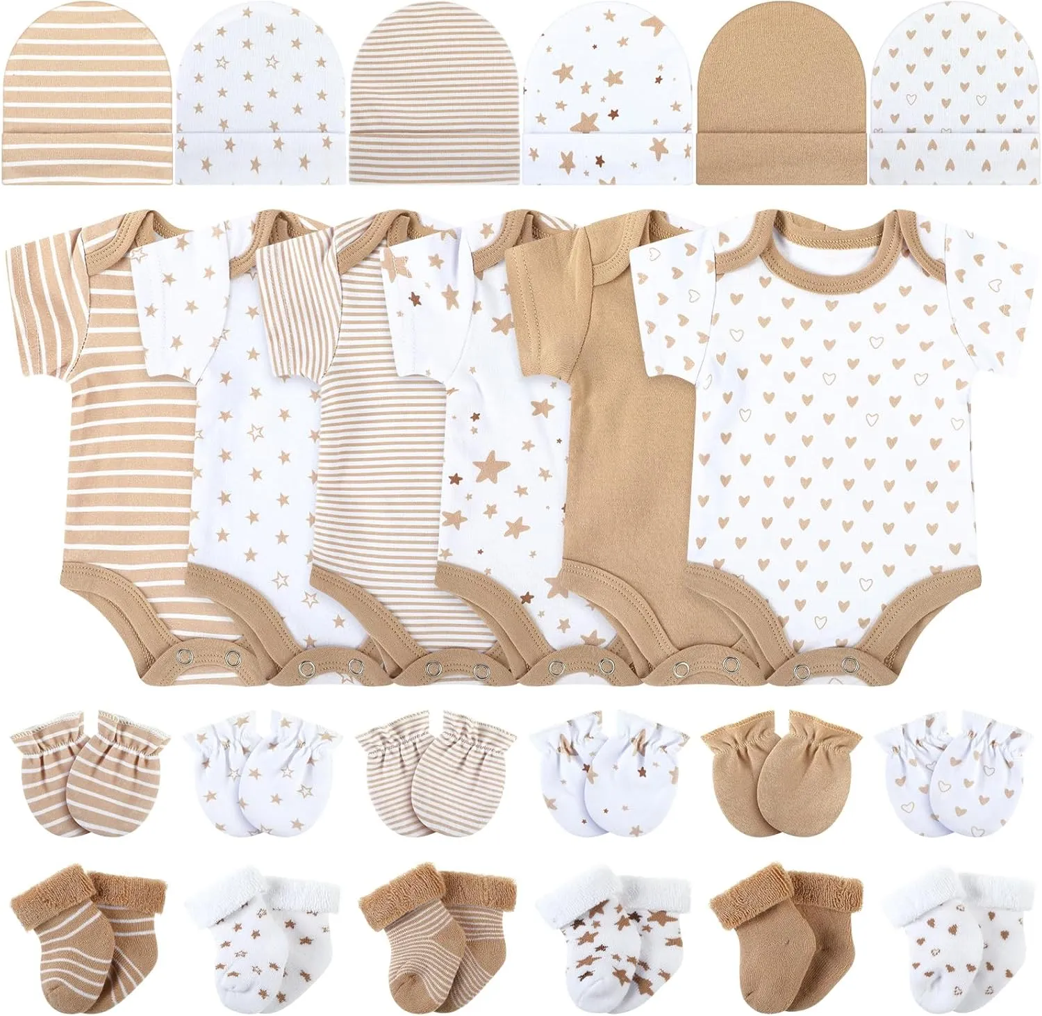 Zoooyawn 6 Set Preemie Layette Set Preemie Clothes Premature Baby Bodysuit Outfit for Nicu Baby Gift